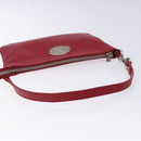 CELINE Accessory Pouch Leather Red Silver Auth 132517-7