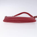 CELINE Accessory Pouch Leather Red Silver Auth 132517-9