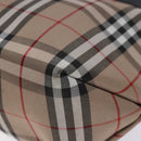 BURBERRY Nova Check Hand Bag Nylon Leather Beige Silver Auth 132519-14