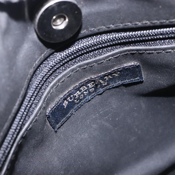 BURBERRY Nova Check Hand Bag Nylon Leather Beige Silver Auth 132519