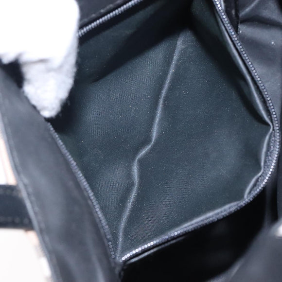 BURBERRY Nova Check Hand Bag Nylon Leather Beige Silver Auth 132519