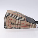 BURBERRY Nova Check Hand Bag Nylon Leather Beige Silver Auth 132519-3