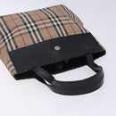 BURBERRY Nova Check Hand Bag Nylon Leather Beige Silver Auth 132519-6