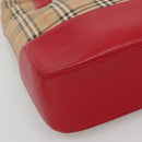 BURBERRY Nova Check Tote Bag Canvas Beige Red gold Auth 132521-14