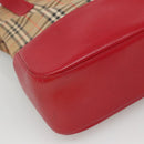 BURBERRY Nova Check Tote Bag Canvas Beige Red gold Auth 132521-16