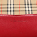 BURBERRY Nova Check Tote Bag Canvas Beige Red gold Auth 132521-17