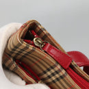 BURBERRY Nova Check Tote Bag Canvas Beige Red gold Auth 132521-10