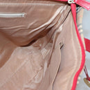 BURBERRY Nova Check Tote Bag Canvas Beige Red gold Auth 132521-19