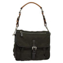 PRADA Shoulder Bag Nylon Khaki Silver Auth 132522-1