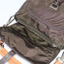 PRADA Shoulder Bag Nylon Khaki Silver Auth 132522-8