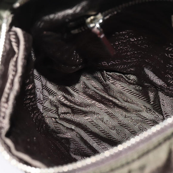 PRADA Shoulder Bag Nylon Khaki Silver Auth 132522