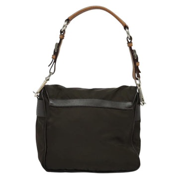 PRADA Shoulder Bag Nylon Khaki Silver Auth 132522 - 0