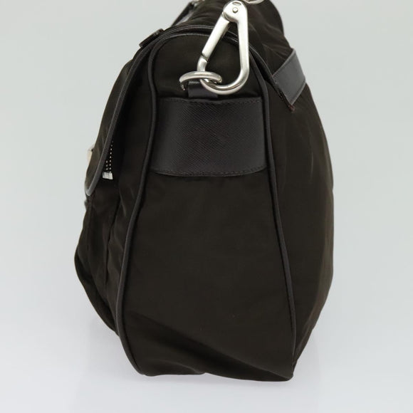 PRADA Shoulder Bag Nylon Khaki Silver Auth 132522