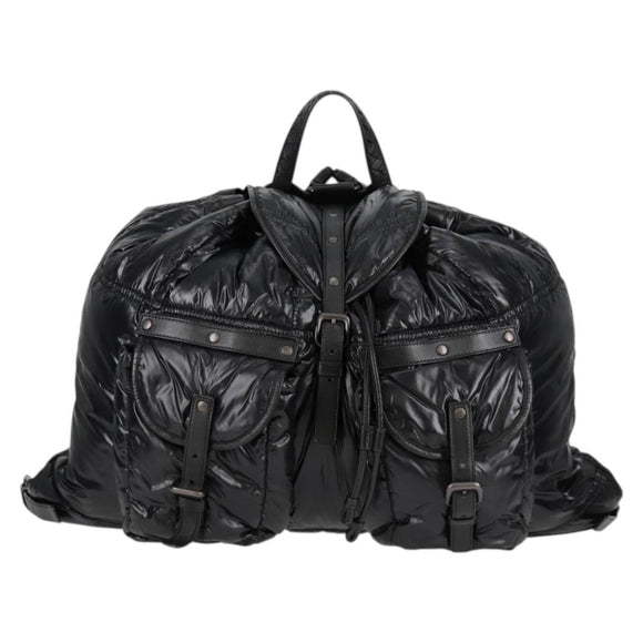 BOTTEGA VENETA INTRECCIATO Backpack Nylon Leather Black Auth 132539V