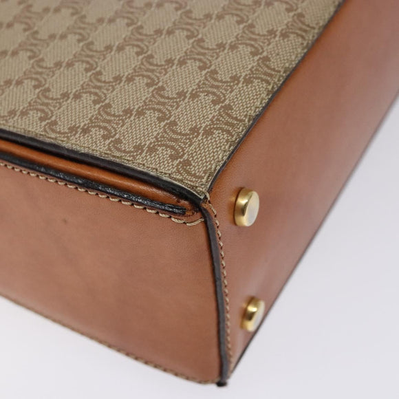 CELINE Macadam Canvas Hand Bag PVC Beige Gold Auth 132543