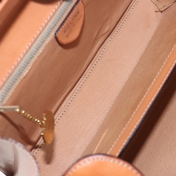 CELINE Macadam Canvas Hand Bag PVC Beige Gold Auth 132543