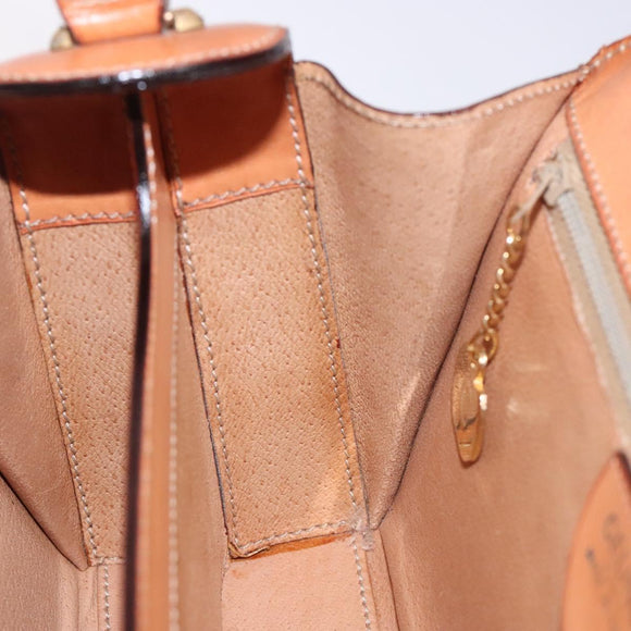 CELINE Macadam Canvas Hand Bag PVC Beige Gold Auth 132543