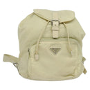 PRADA Backpack Nylon Beige Silver Auth 132544-1
