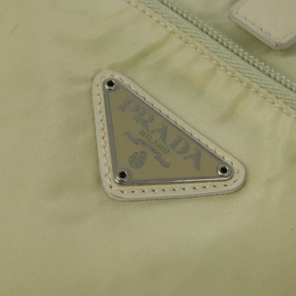 PRADA Backpack Nylon Beige Silver Auth 132544