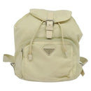 PRADA Backpack Nylon Beige Silver Auth 132544-13