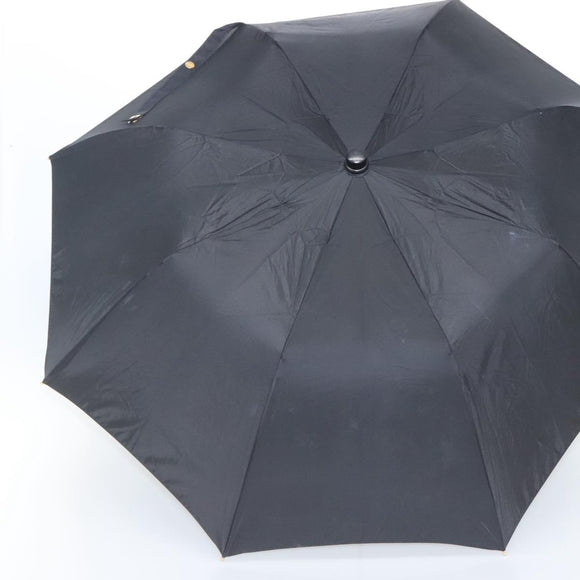 CHANEL Folding Umbrella & Umbrella case Nylon Black CC Auth 132558