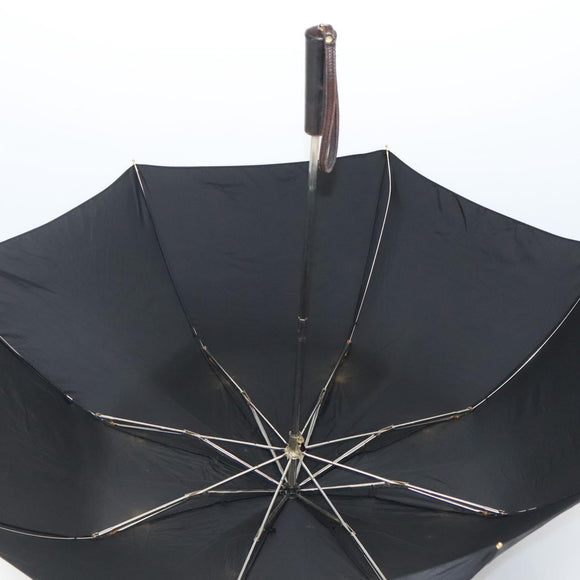 CHANEL Folding Umbrella & Umbrella case Nylon Black CC Auth 132558
