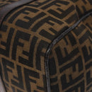 FENDI Zucca Canvas Hand Bag Brown Black gold Auth 132560-14