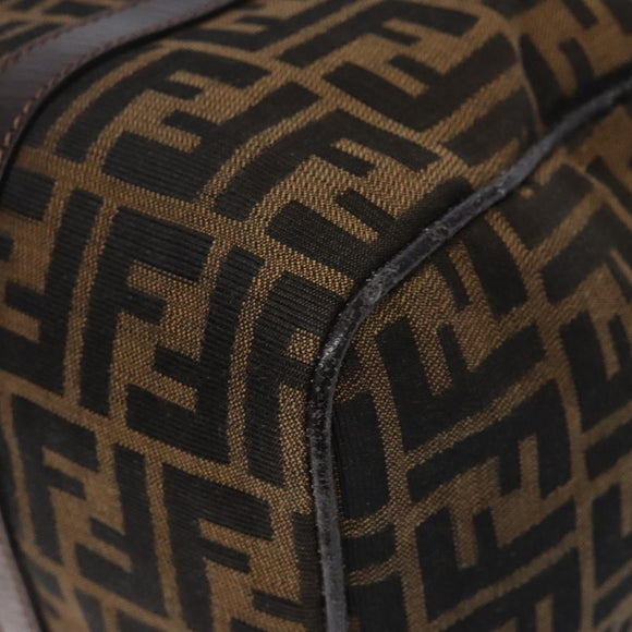 FENDI Zucca Canvas Hand Bag Brown Black gold Auth 132560