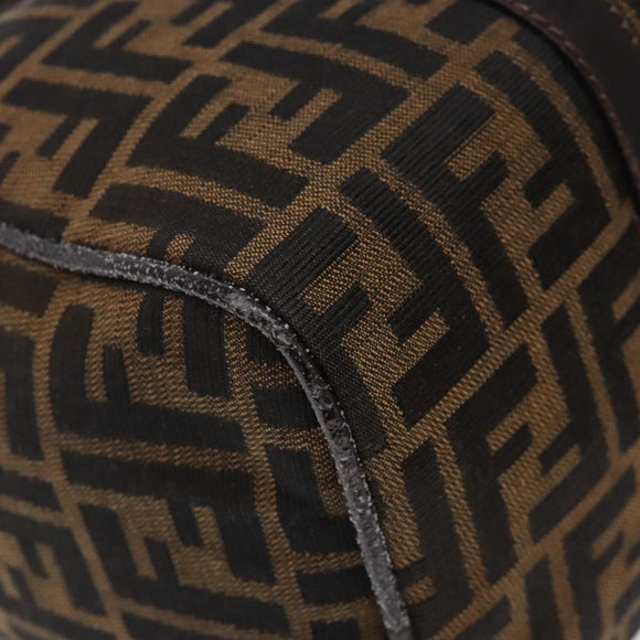 FENDI Zucca Canvas Hand Bag Brown Black gold Auth 132560