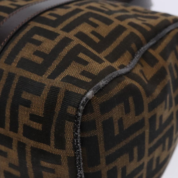 FENDI Zucca Canvas Hand Bag Brown Black gold Auth 132560