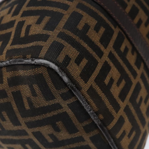 FENDI Zucca Canvas Hand Bag Brown Black gold Auth 132560