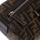 FENDI Zucca Canvas Hand Bag Brown Black gold Auth 132560-17