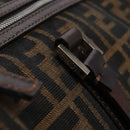 FENDI Zucca Canvas Hand Bag Brown Black gold Auth 132560-10