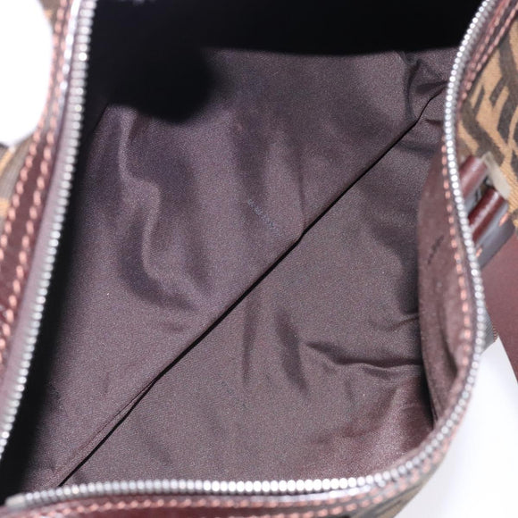 FENDI Zucca Canvas Hand Bag Brown Black gold Auth 132560