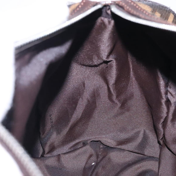 FENDI Zucca Canvas Hand Bag Brown Black gold Auth 132560