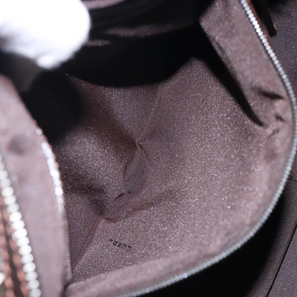 FENDI Zucca Canvas Hand Bag Brown Black gold Auth 132560