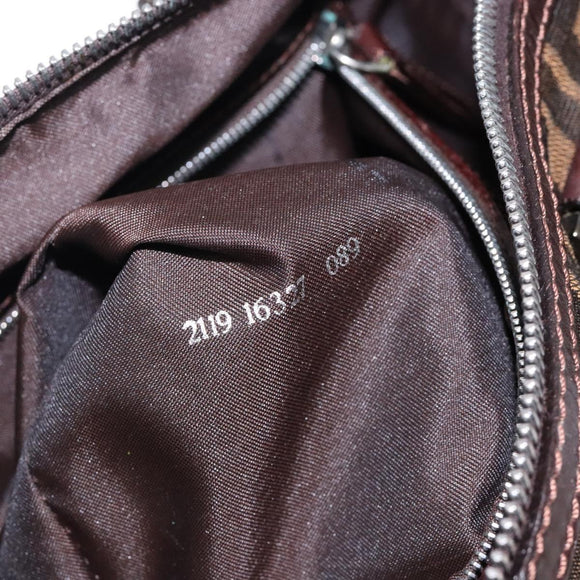 FENDI Zucca Canvas Hand Bag Brown Black gold Auth 132560
