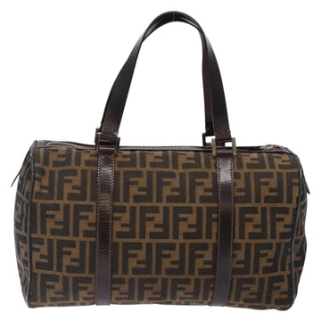 FENDI Zucca Canvas Hand Bag Brown Black gold Auth 132560 - 0