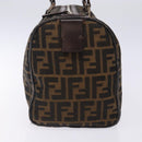 FENDI Zucca Canvas Hand Bag Brown Black gold Auth 132560-3