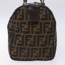 FENDI Zucca Canvas Hand Bag Brown Black gold Auth 132560-4