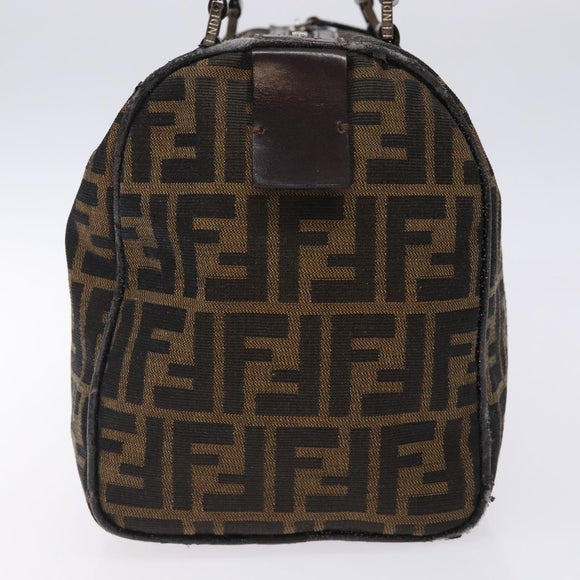 FENDI Zucca Canvas Hand Bag Brown Black gold Auth 132560