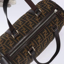 FENDI Zucca Canvas Hand Bag Brown Black gold Auth 132560-6