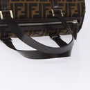 FENDI Zucca Canvas Hand Bag Brown Black gold Auth 132560-7