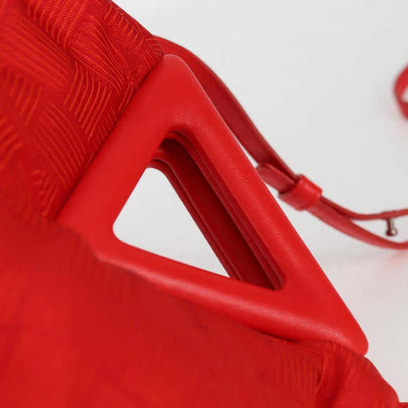BOTTEGA VENETA Point Hand Bag Nylon 2way Red Gold Auth 132561M