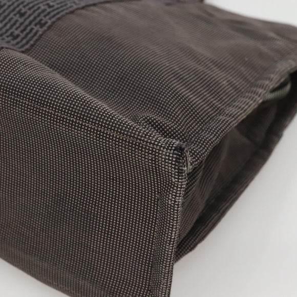 HERMES Her Line Tote Bag Canvas Gray Silver Auth 132562