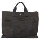 HERMES Her Line Tote Bag Canvas Gray Silver Auth 132562-2