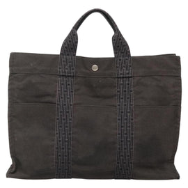HERMES Her Line Tote Bag Canvas Gray Silver Auth 132562 - 0