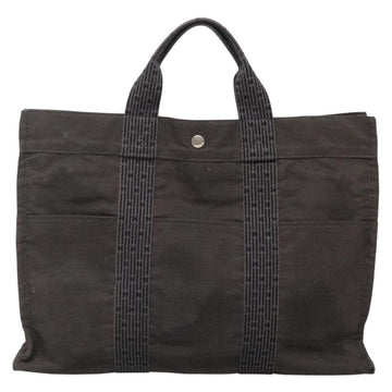 HERMES Her Line Tote Bag Canvas Gray Silver Auth 132562 - 0