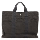 HERMES Her Line Tote Bag Canvas Gray Silver Auth 132562-3