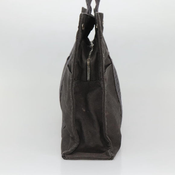 HERMES Her Line Tote Bag Canvas Gray Silver Auth 132562